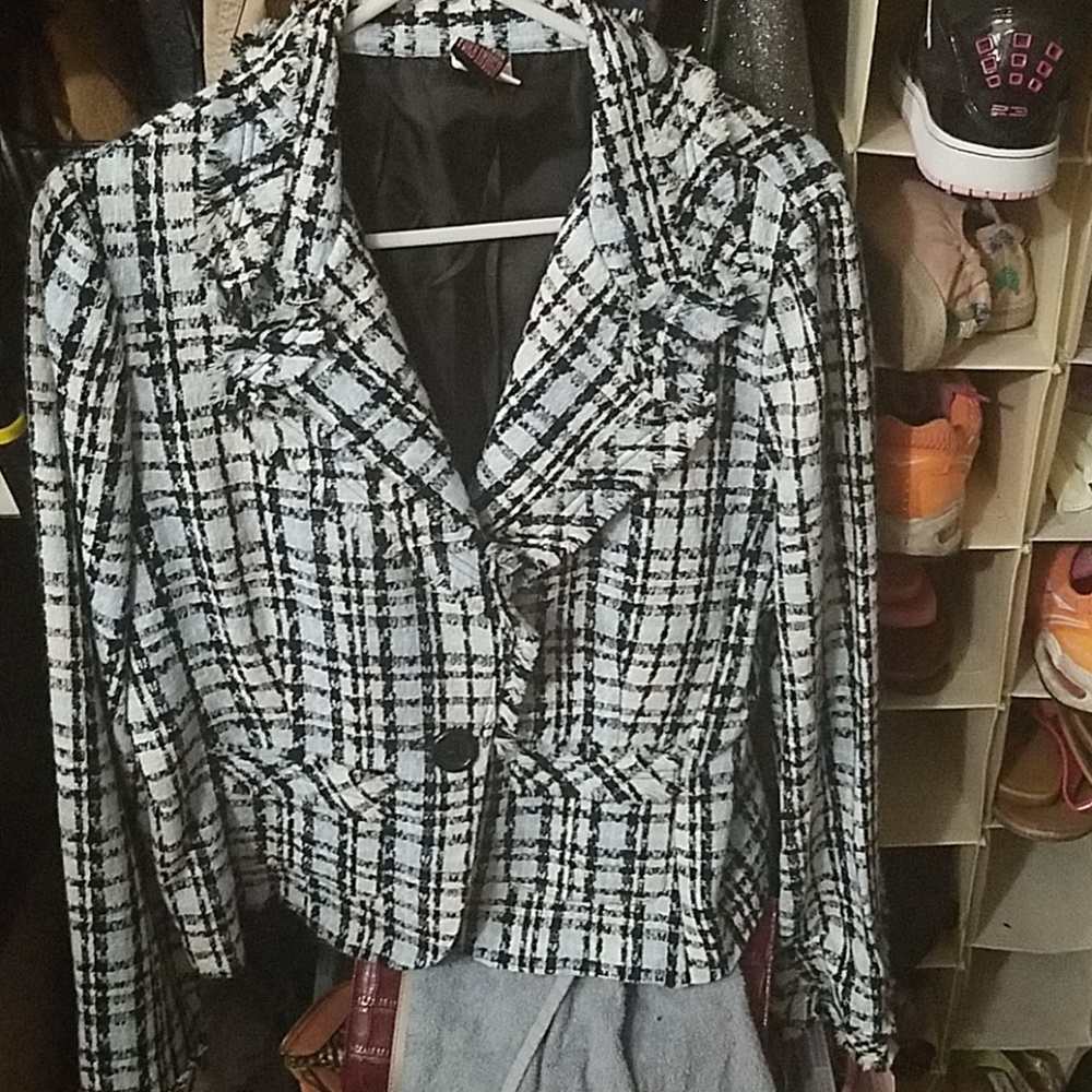 Blue plaid women's blazer